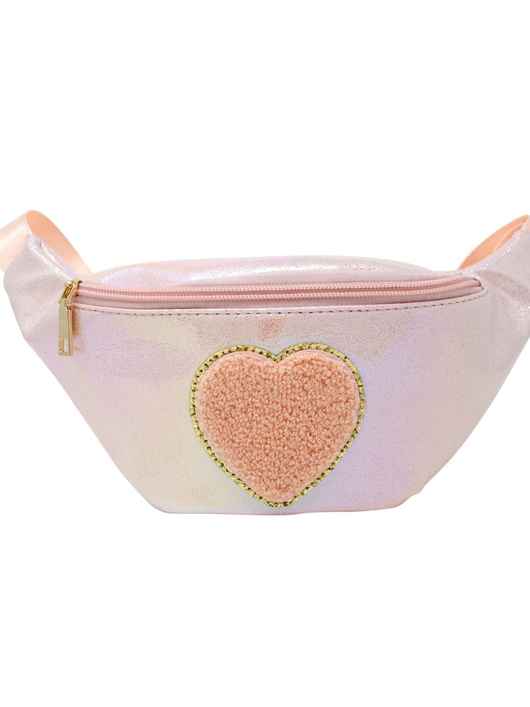 Shiny Heart Patch Pink Sling Bag