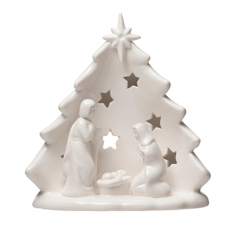 Stoneware Holy Family White with cut-outs