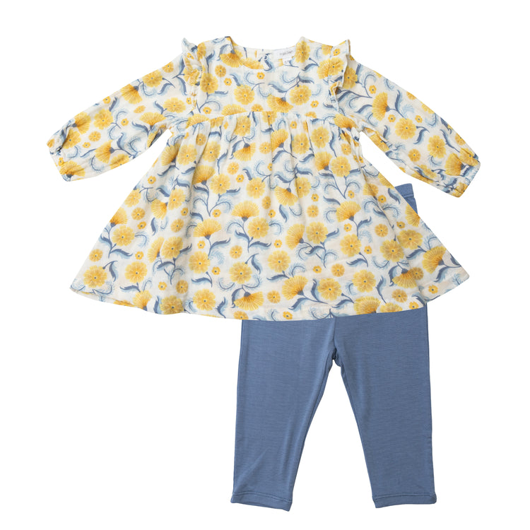 Angel Dear Ruffle Sleeved Dress and Legging Marigold Swirl