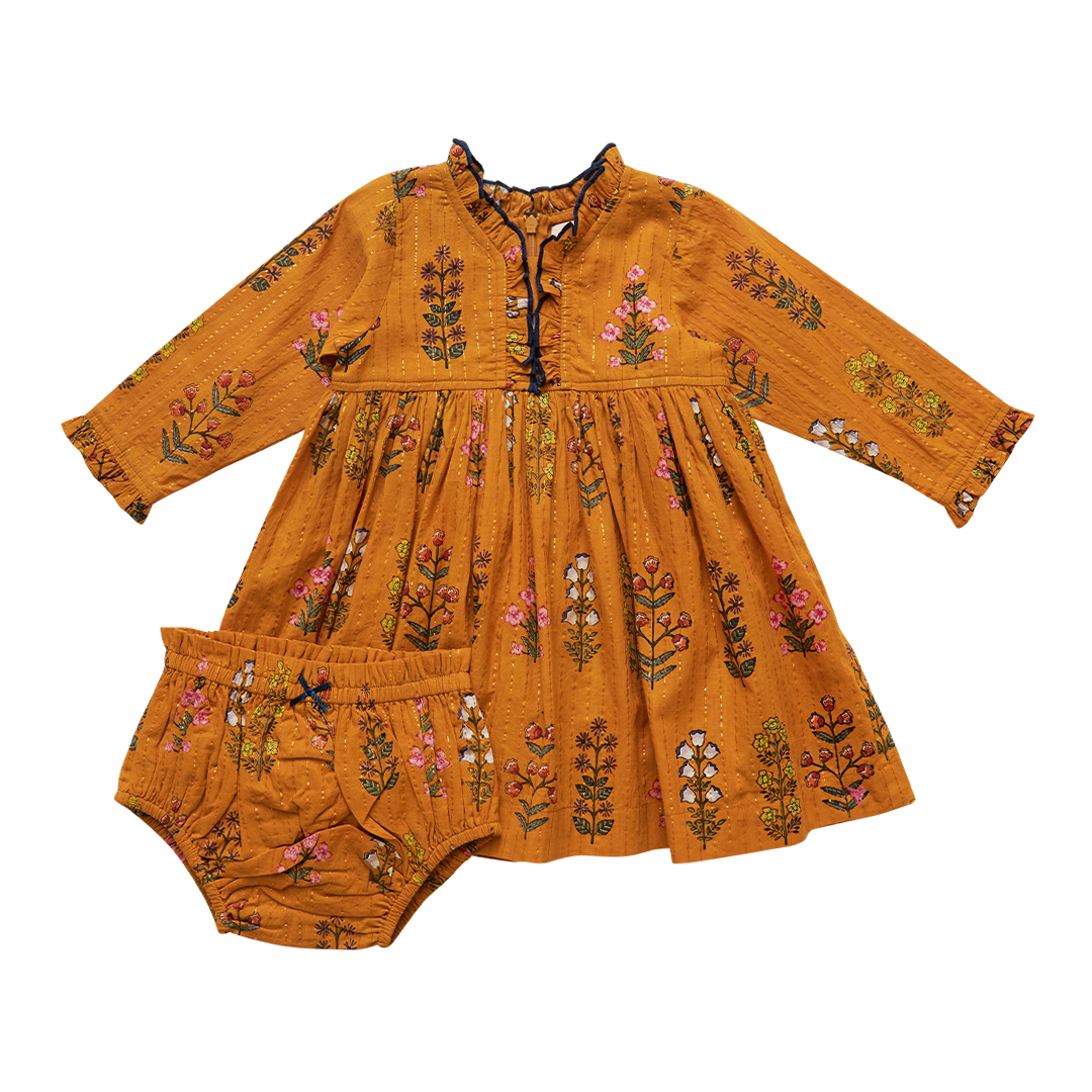 Pink Chicken Baby Vera Dress Gold Field Flower