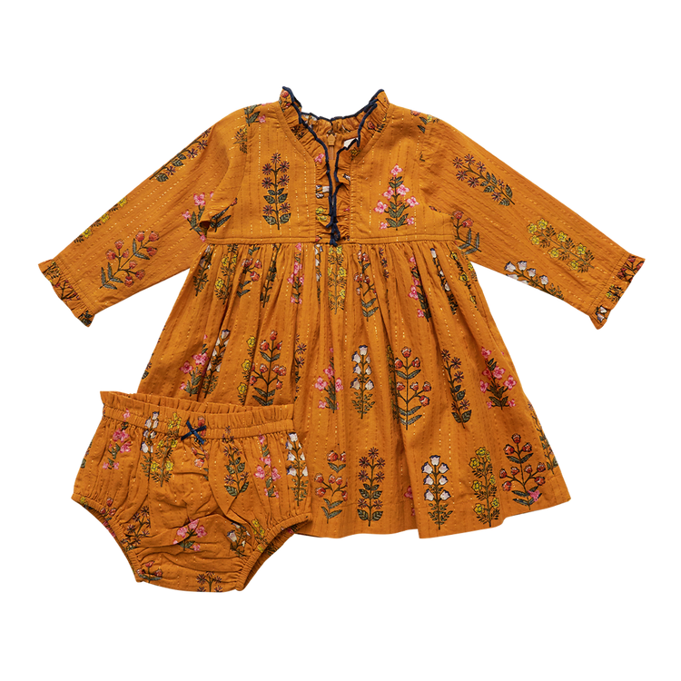 Pink Chicken Baby Vera Dress Gold Field Flower