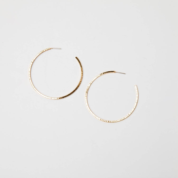 Thin Hammered Hoops Gold