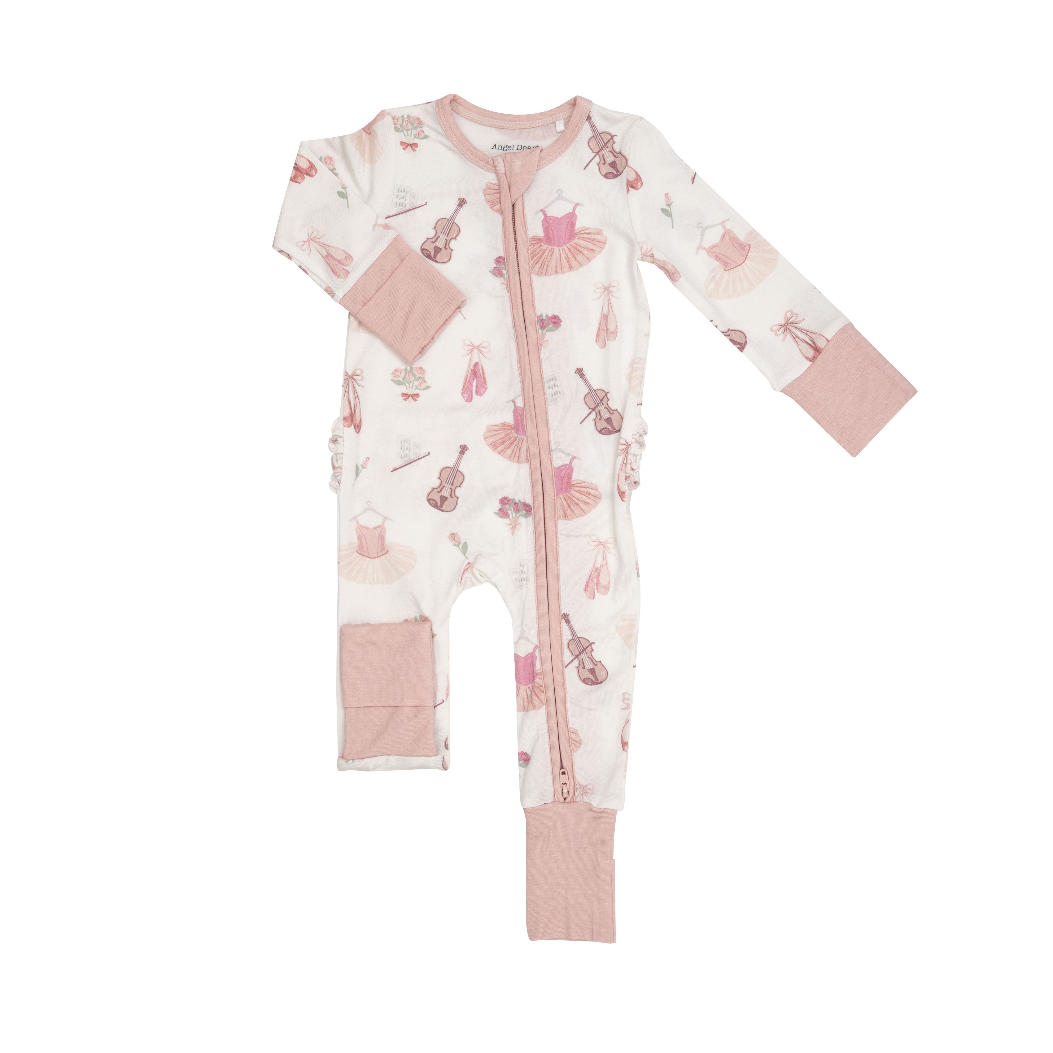Ballet Ruffle Zipper Romper Pink