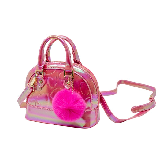 Shiny Dotted Heart Moon Handbag Hot Pink