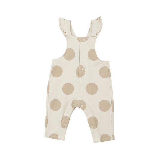 Angel Dear Beige Dot Front Placket Ruffle Overall