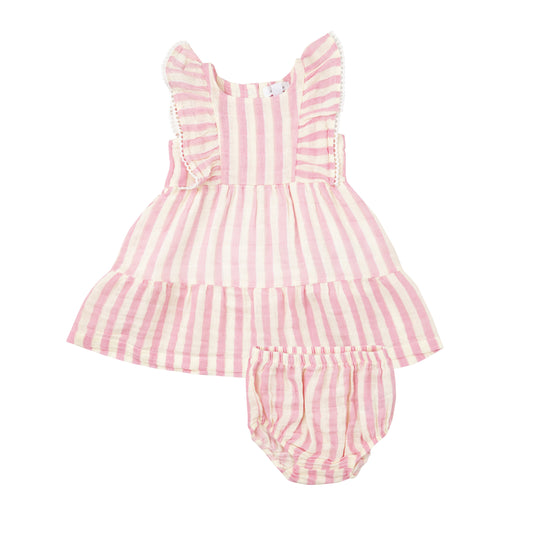 Pink Stripe Dress and Diaper Cover