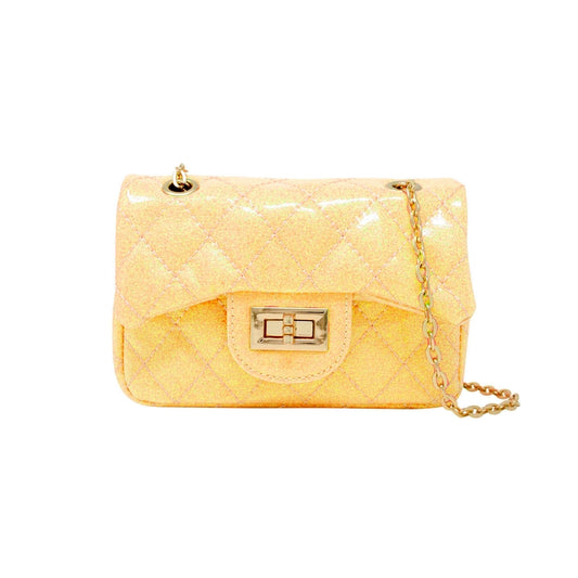 Classic Quilted Sparkle Mini Purse Yellow