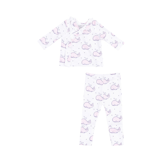 Bubbly Whale Pink Top Set With Pant