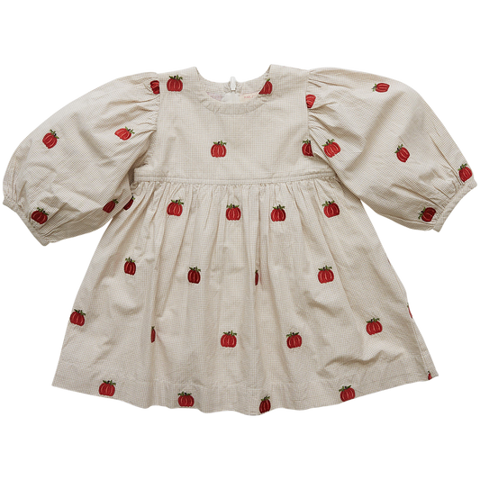 Girls Bea Dress  - Pumpkin Embroidery
