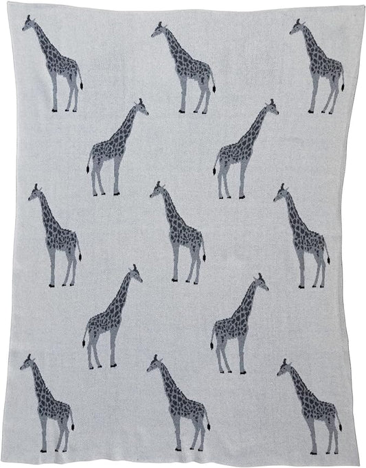Cotton Knitted Baby Blanket Giraffe