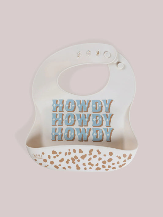 Howdy Partner Silicone Bib Blue