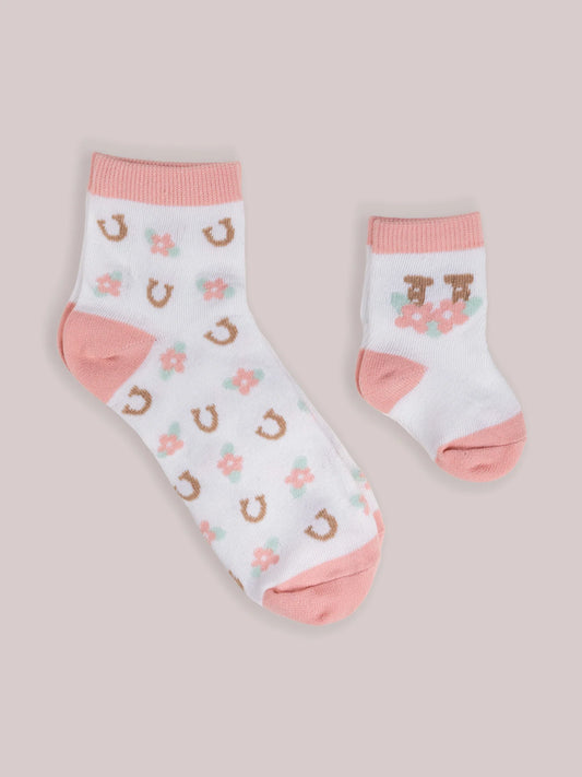 Mama/Me Howdy Socks Pink