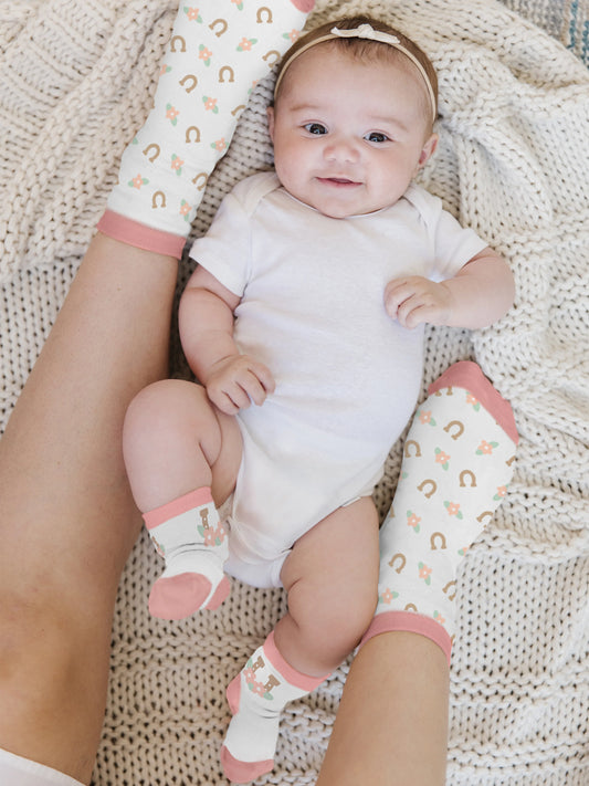 Mama/Me Howdy Socks Pink