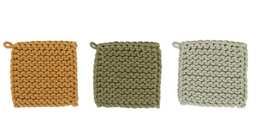 Cotton Crocheted Pot Holders 3 Colors