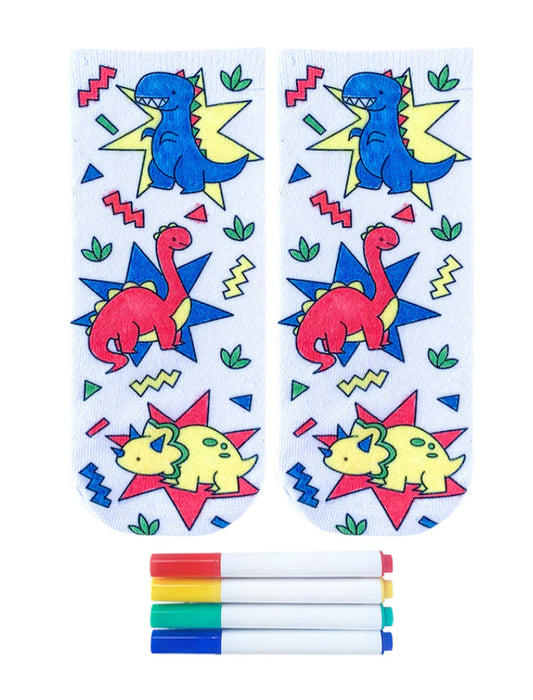 Dinosaur Coloring Socks