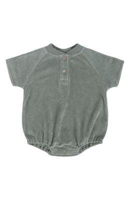Quincy Mae Terry Henley Romper Sea Green
