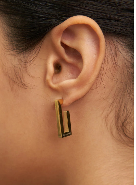 Brenda Grands Rectangular Hoop Earrings Gold
