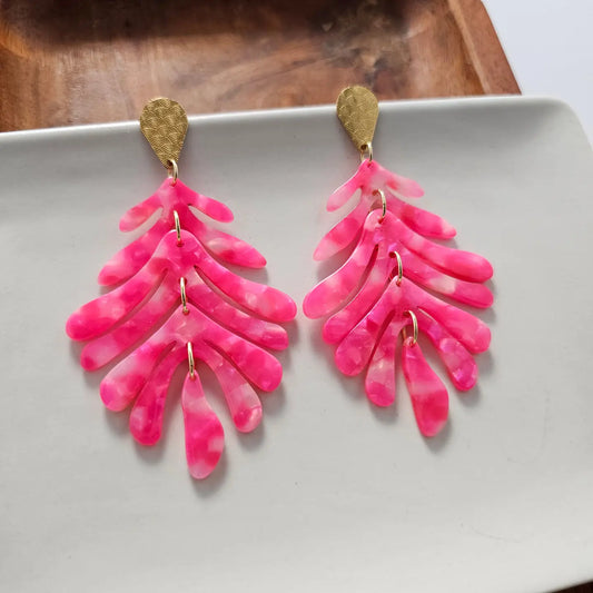 Palm Earrings Hot Pink