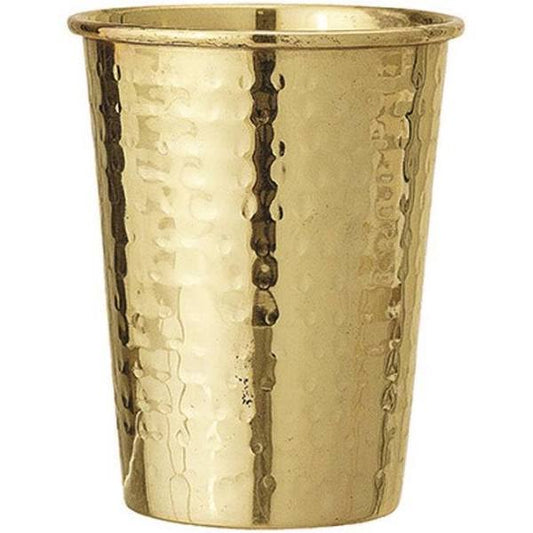 Hammered Stainless Steel Cup With Brass Finish