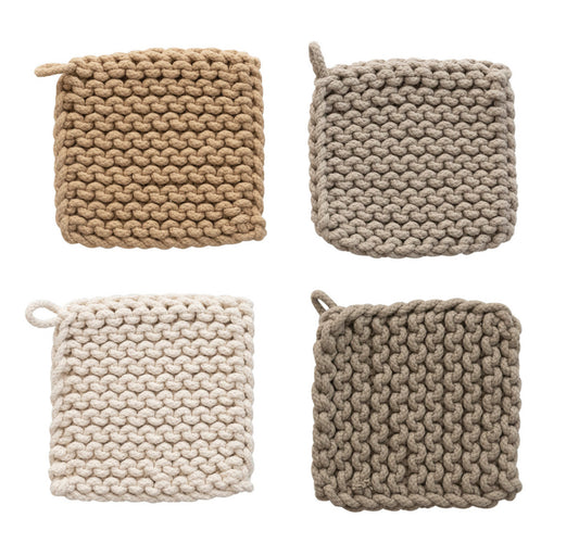Pot Holders 4 Colors Tan, Gray, Green, White