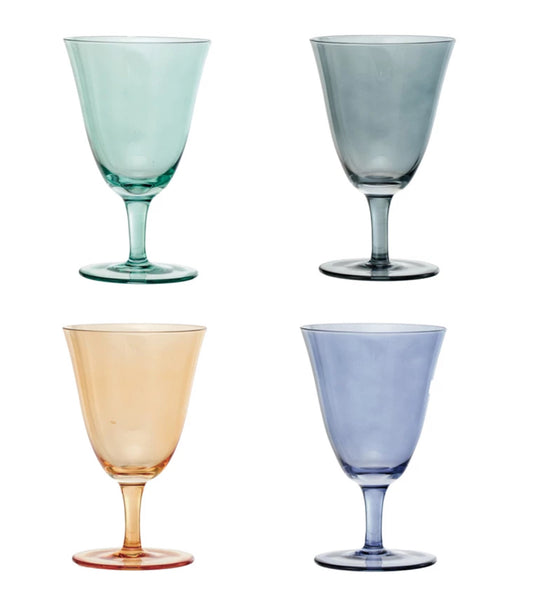 8 oz Stemmed Wine Glass 4 colors Set of 4