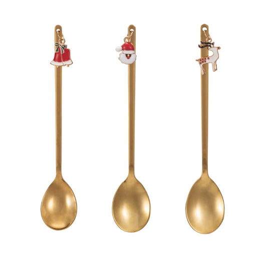 Stainless Steel Spoon W Holiday Charm 3 Styles