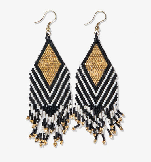 Diamond Angle Black/Gold Earrings