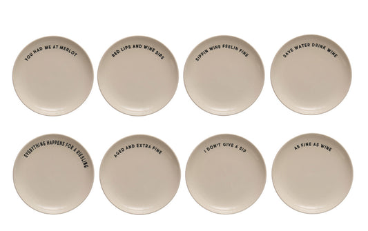 Stoneware Plate With Wine Sayings 8 Styles