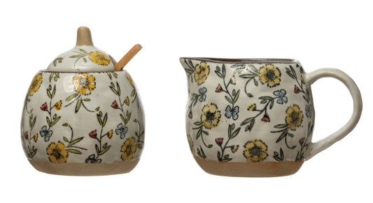 10 oz Stoneware Sugar Pot and Creamer Set
