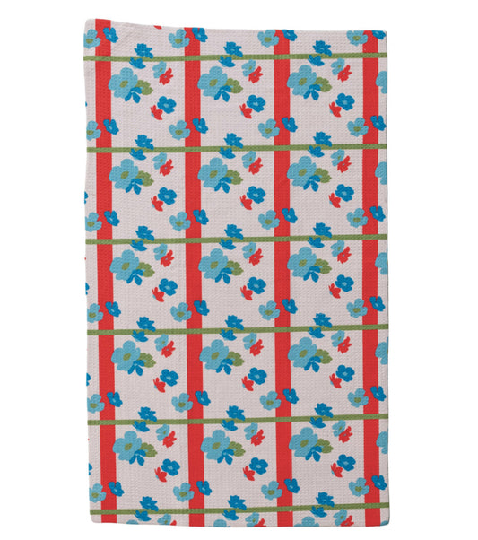 Recycled Microfiber Towel Floral and Stripe Pattern
