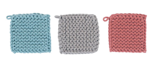 Cotton Crocheted Pot Holders 3 Colors