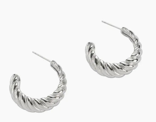 Silver Braided Hoops