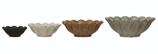 Stoneware Flower Bowls Set of 4