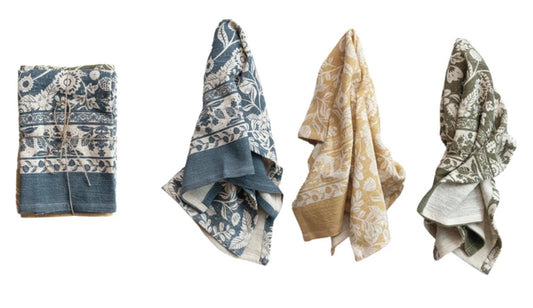 Floral Cotton Printed Tea Towels Set of 3