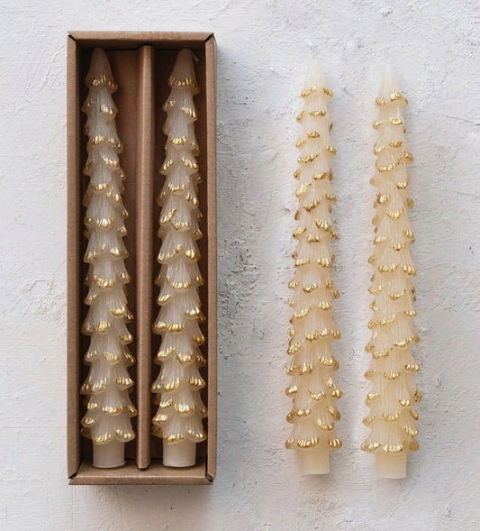 10 in Tree Taper Candle In Box Eggnog Color