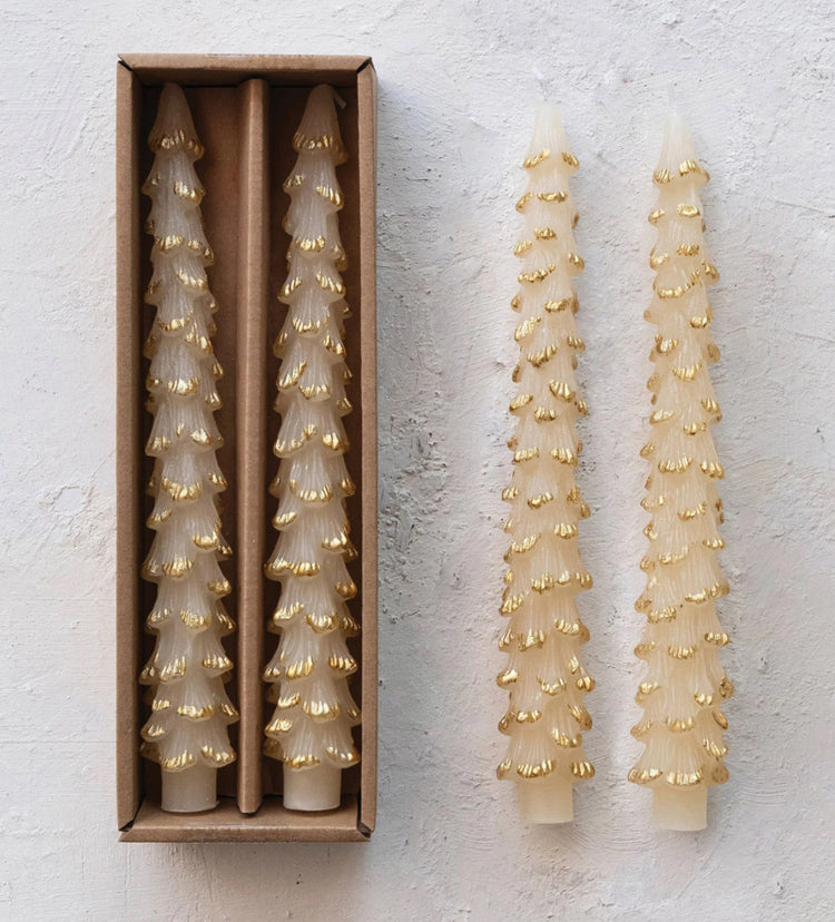 10 in Tree Taper Candle In Box Eggnog Color