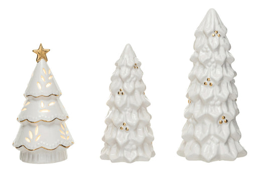Stoneware LED Christmas Trees Set of 3