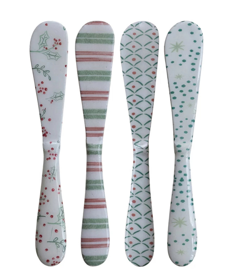 Enameled Stainless Steel Canape Knifes 4 Styles