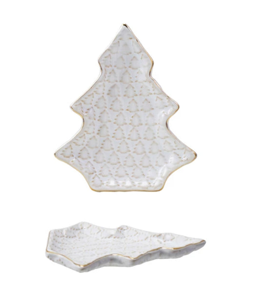 Stoneware Tree Shaped Plate