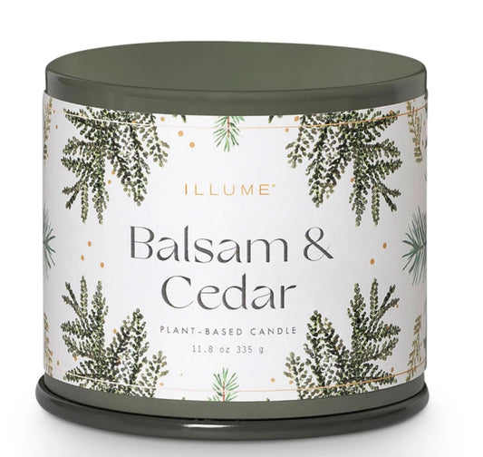 Balsam and Cedar Large Tin Candle