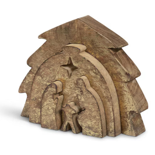 Gilded Wooden Nativity Puzzle