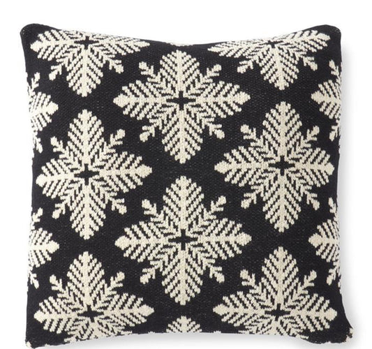 20in Square Black & White Knit Snowflake Pillow