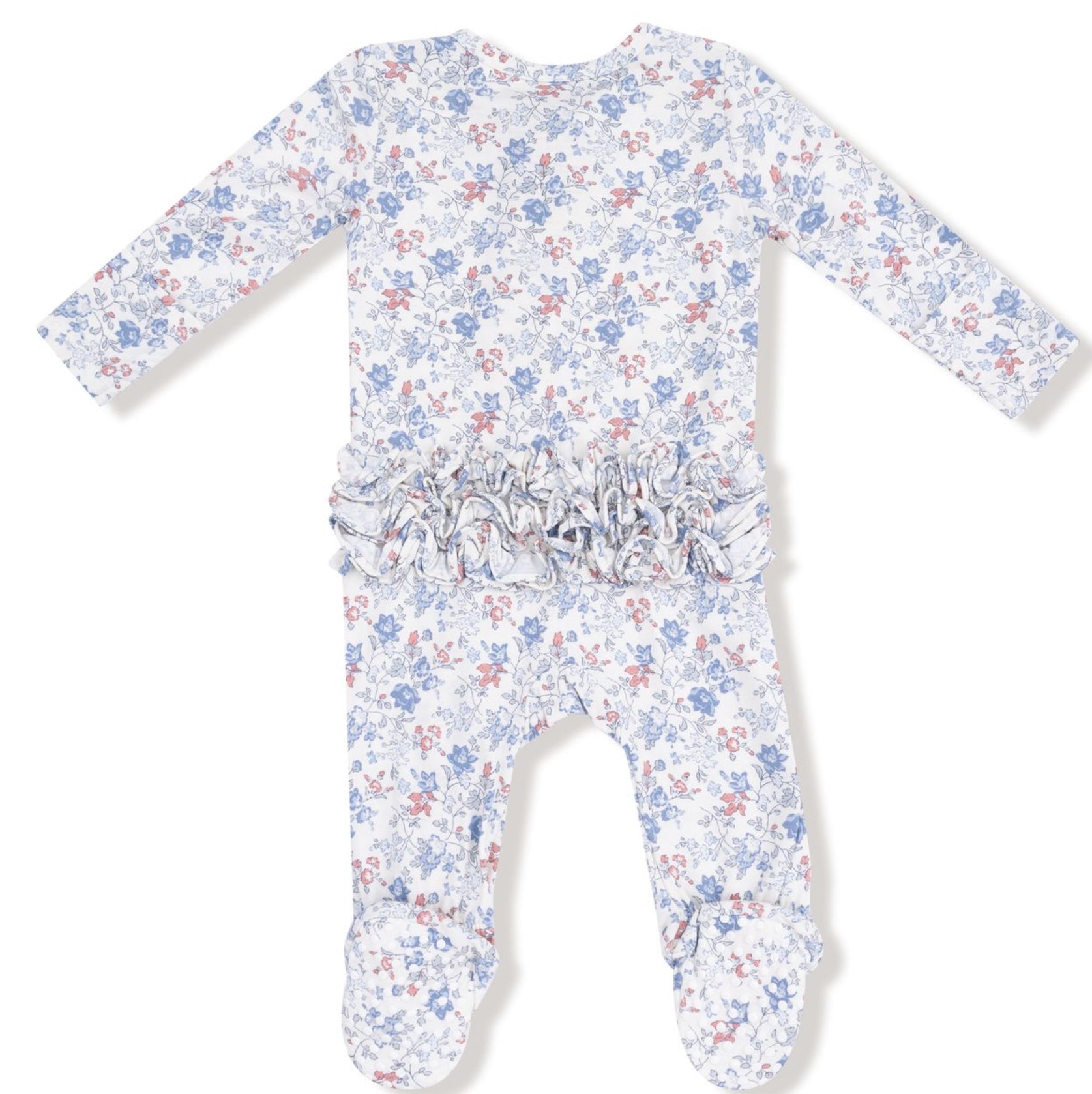 Country Girl Floral 2 Way Zipper Ruffle Back Footie