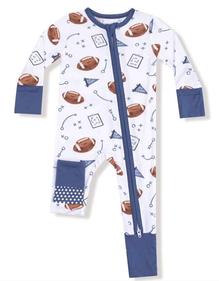 Touchdown Time Navy 2 Way Zipper Romper