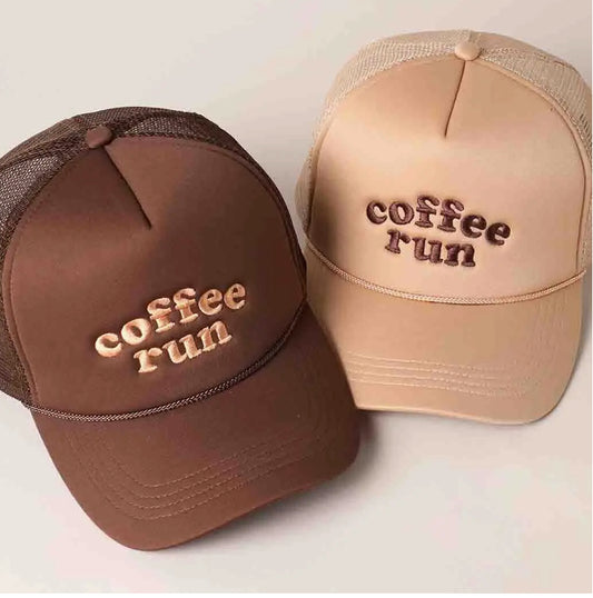 Coffee Run Embroidered Hat 2 colors