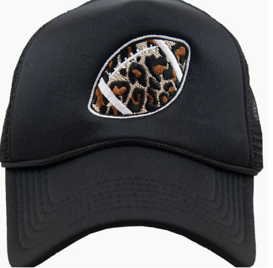 Black Leopard Football Hat