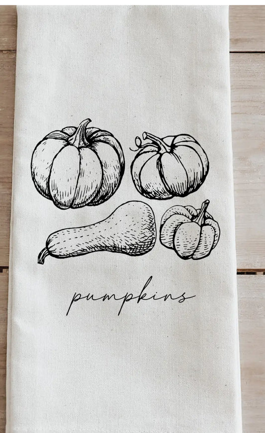 Pumpkins And Gourds Tea Towel