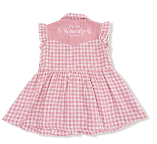 Pink Plaid Western Pearl Snap Dress