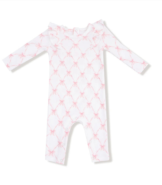 Ribbon Bow Trellis Ruffle Romper