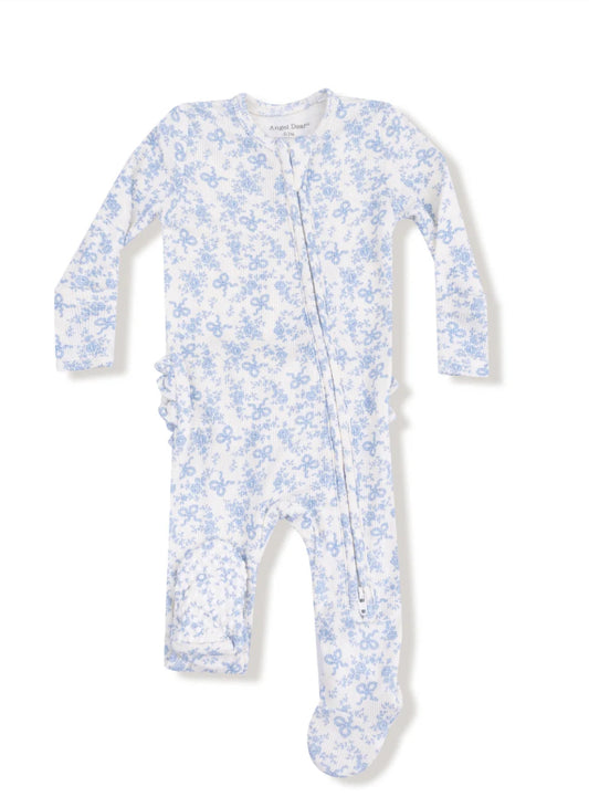 Romi Floral 2 Way Zipper Ruffle Back Footie